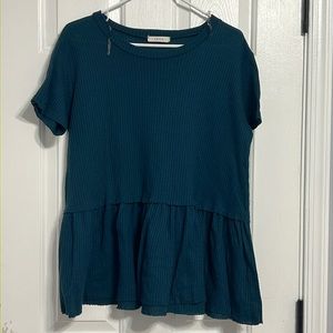 Boutique | dark teal waffle knit entro Peplum Top